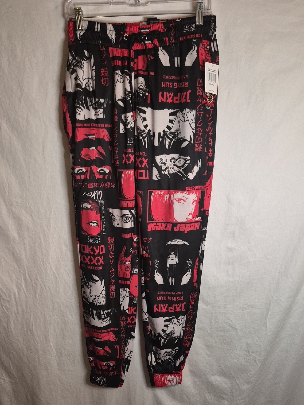 fresh Black and Red Graphic Joggers